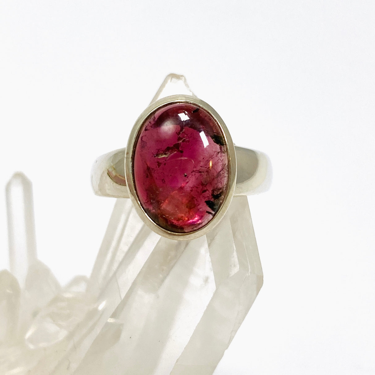 Pink Tourmaline Oval Cabochon Ring Size 9 PRGJ738