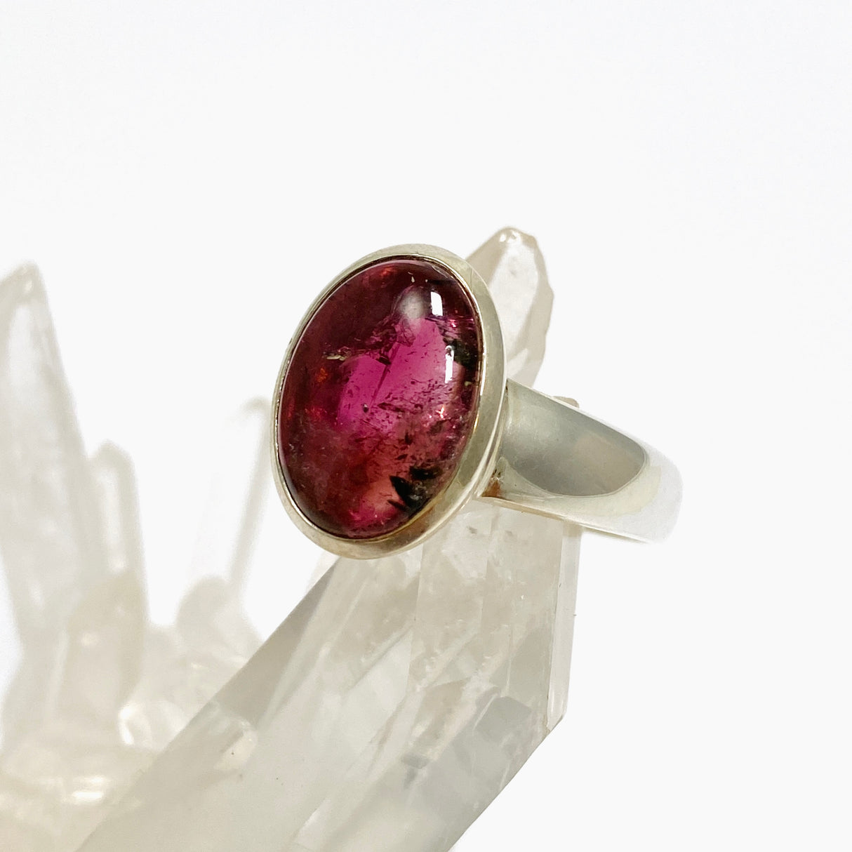 Pink Tourmaline Oval Cabochon Ring Size 9 PRGJ738