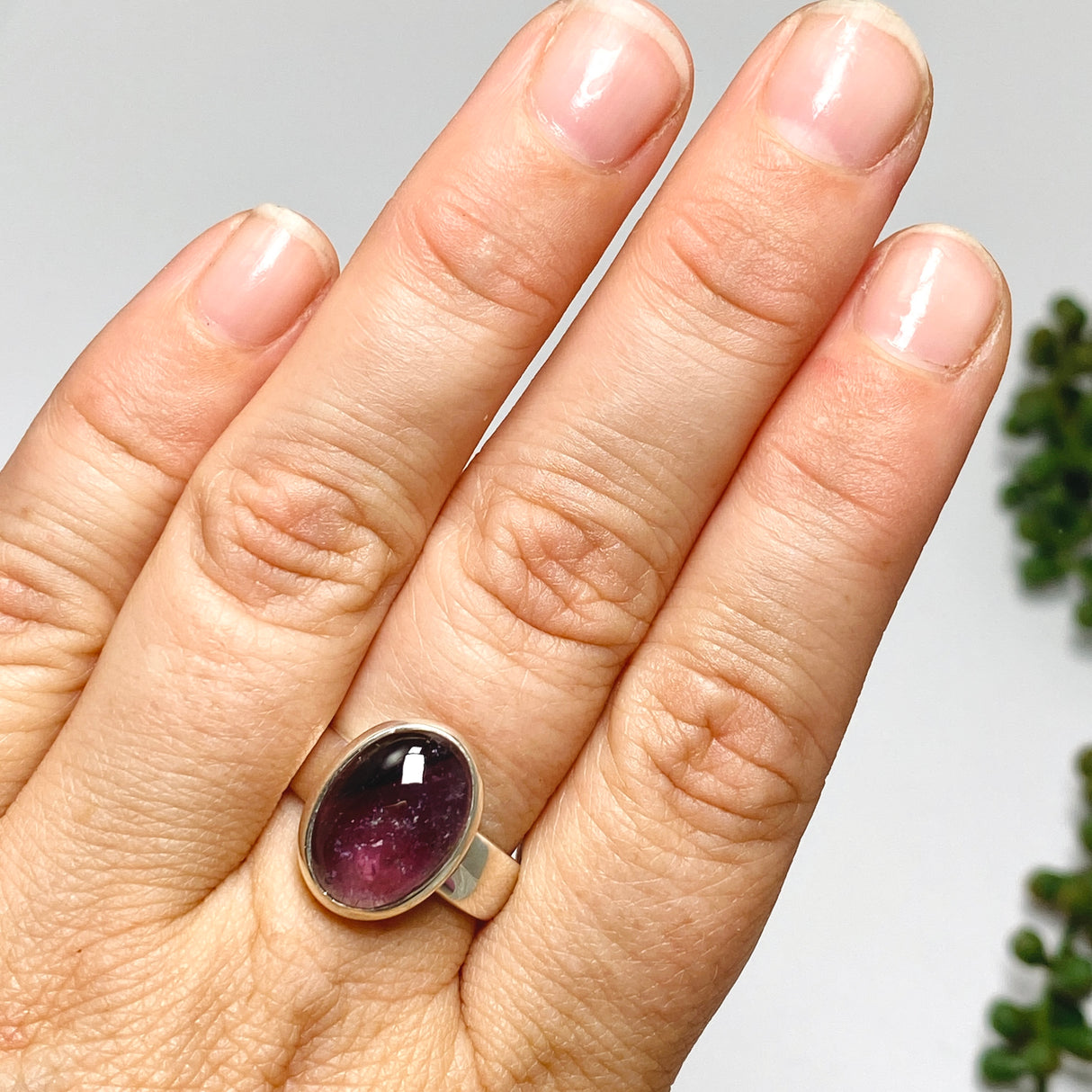 Pink Tourmaline Oval Cabochon Ring Size 9 PRGJ739