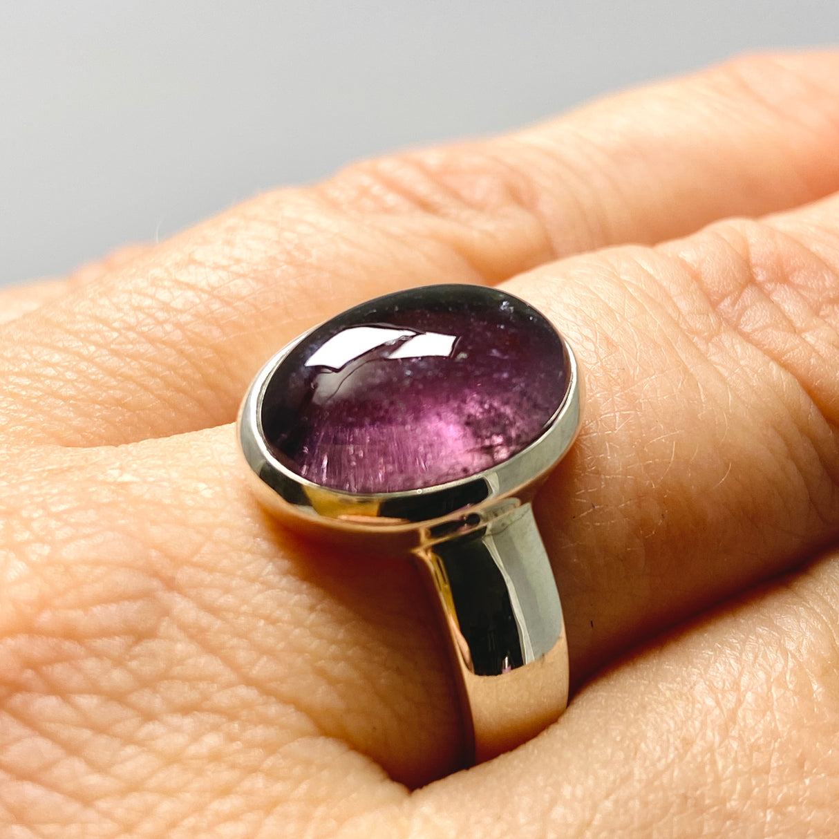 Pink Tourmaline Oval Cabochon Ring Size 9 PRGJ739