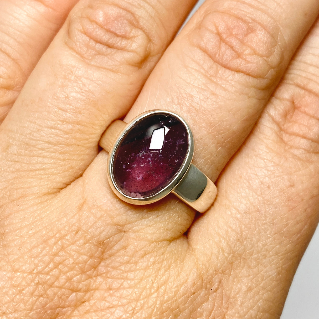 Pink Tourmaline Oval Cabochon Ring Size 9 PRGJ739