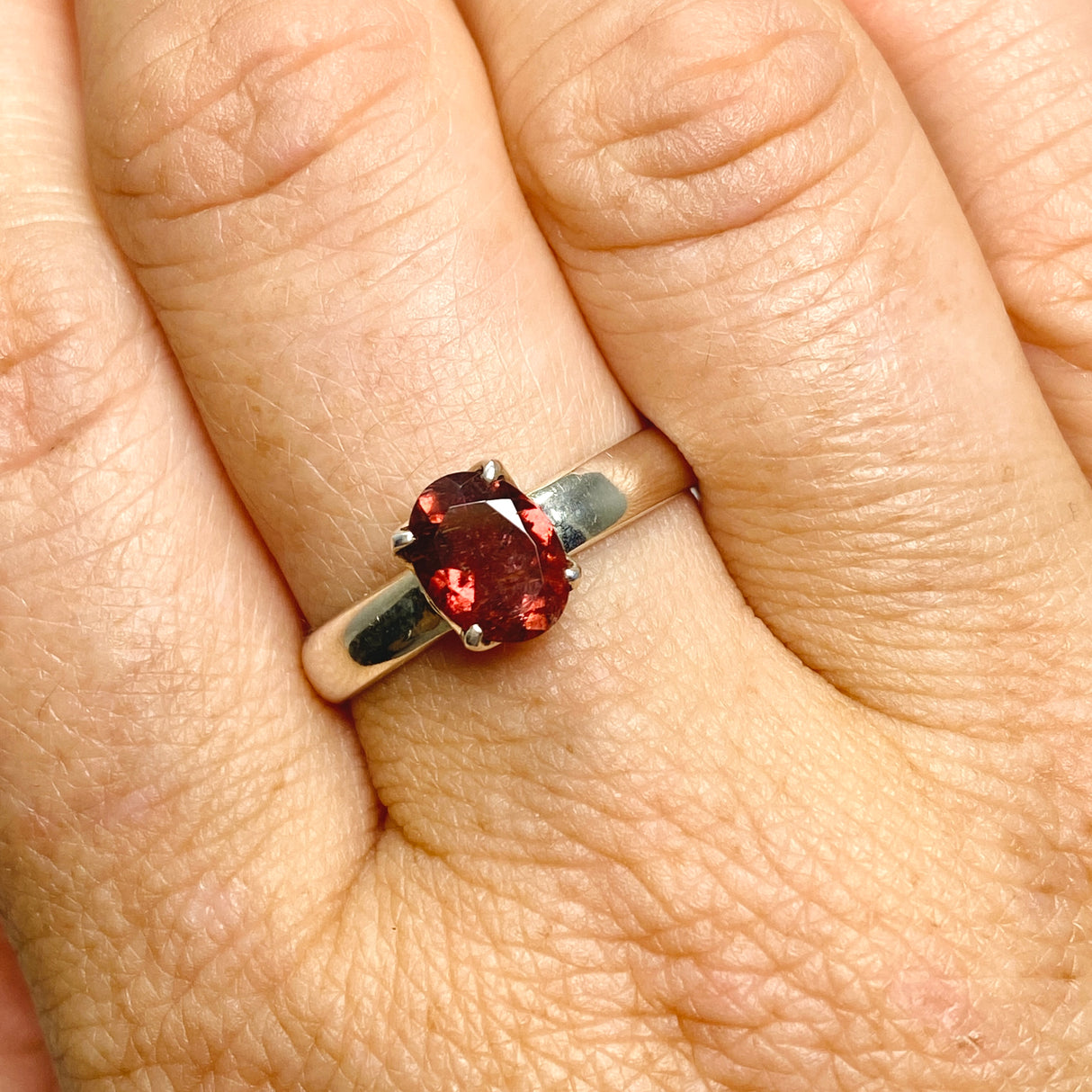 Pink Tourmaline Oval Faceted Ring Size 9.5 PRGJ721