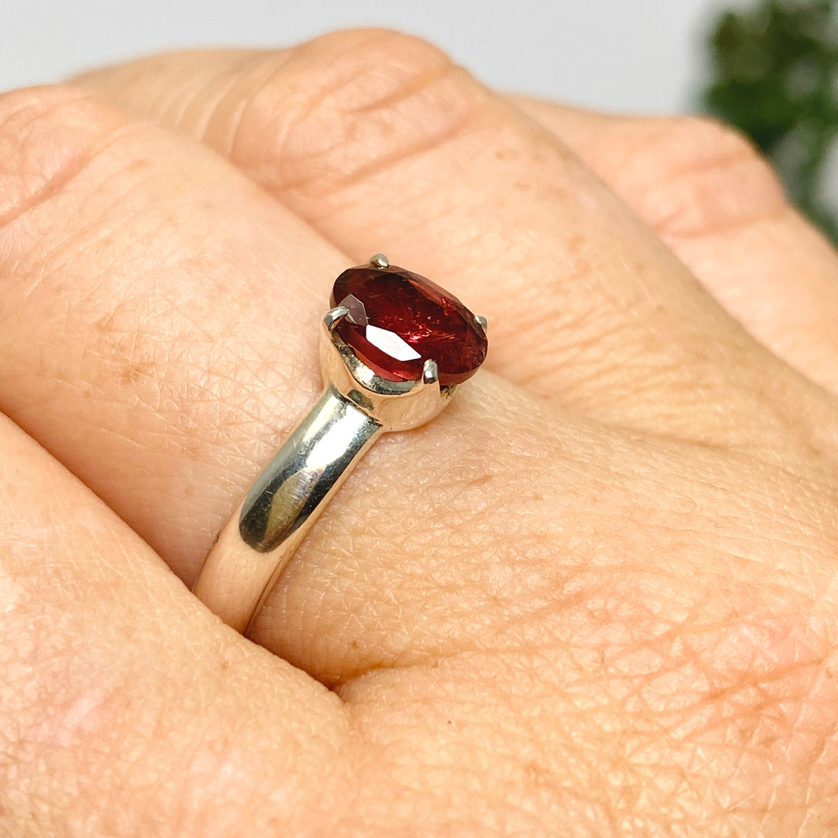 Pink Tourmaline Oval Faceted Ring Size 9.5 PRGJ721