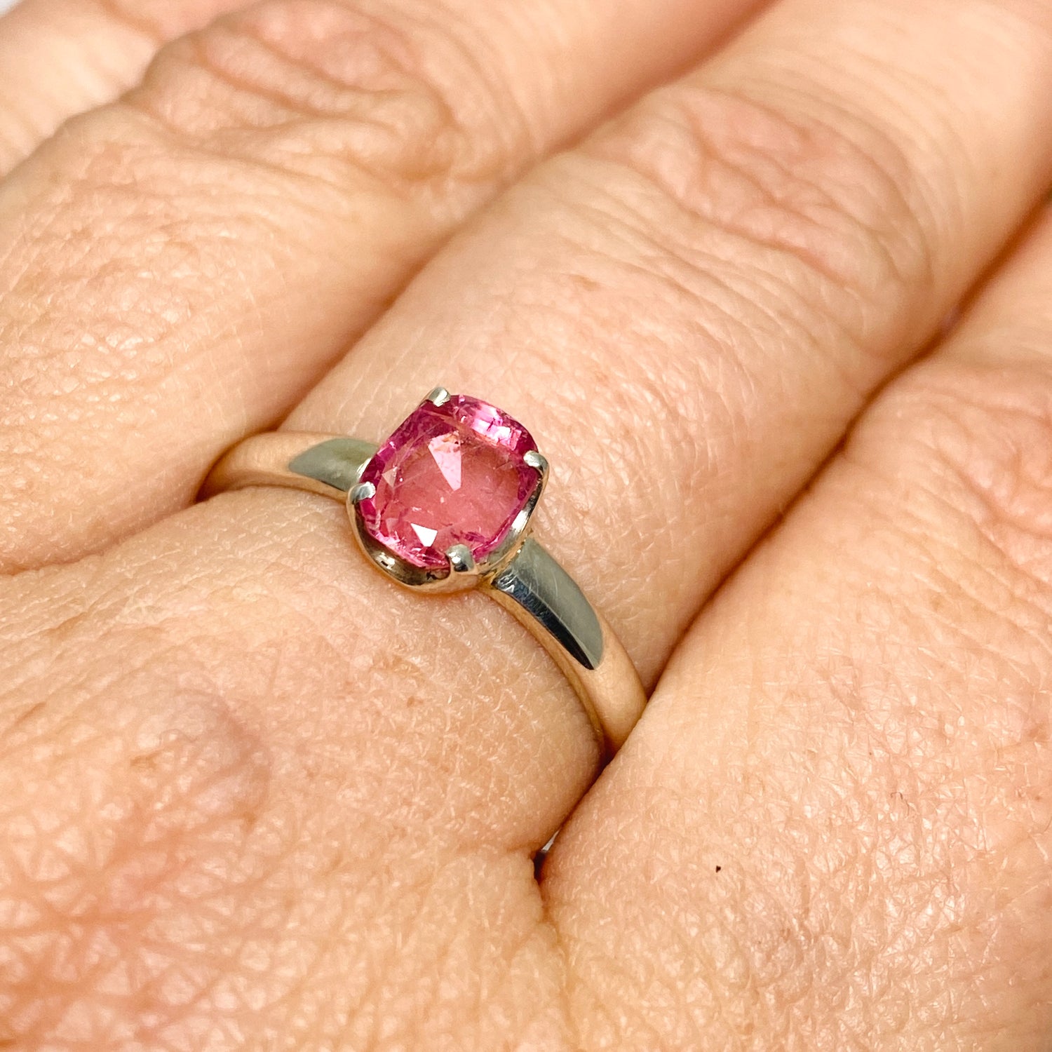 Pink Tourmaline Oval Faceted Ring Size 9 PRGJ531