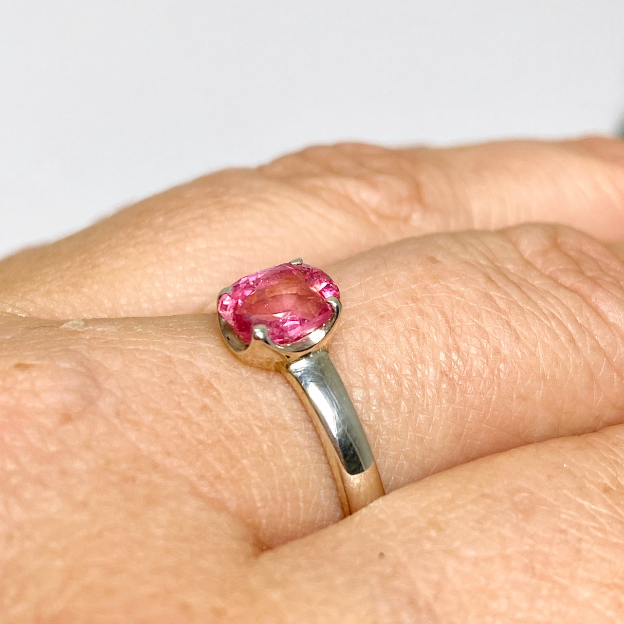 Pink Tourmaline Oval Faceted Ring Size 9 PRGJ531