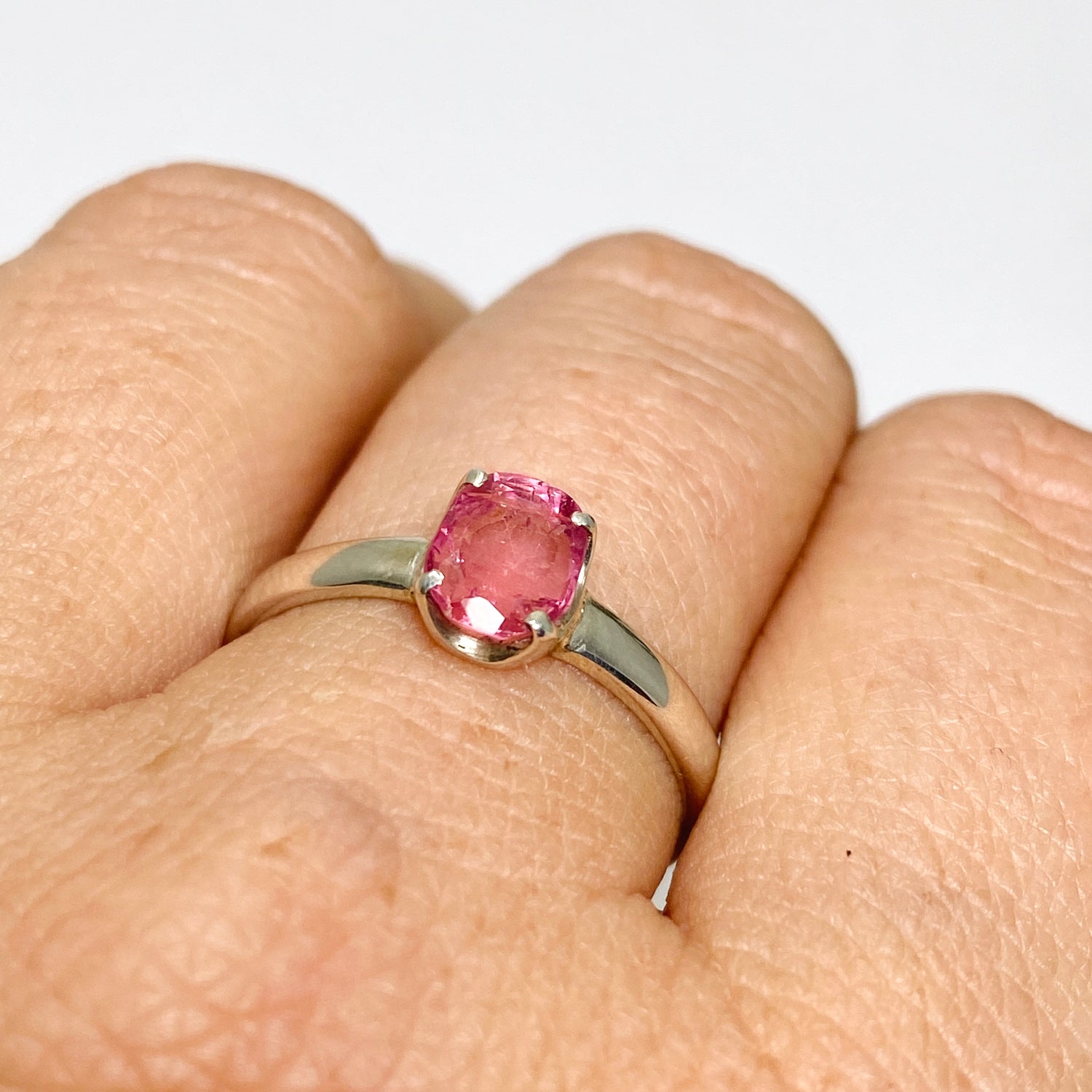 Pink Tourmaline Oval Faceted Ring Size 9 PRGJ531