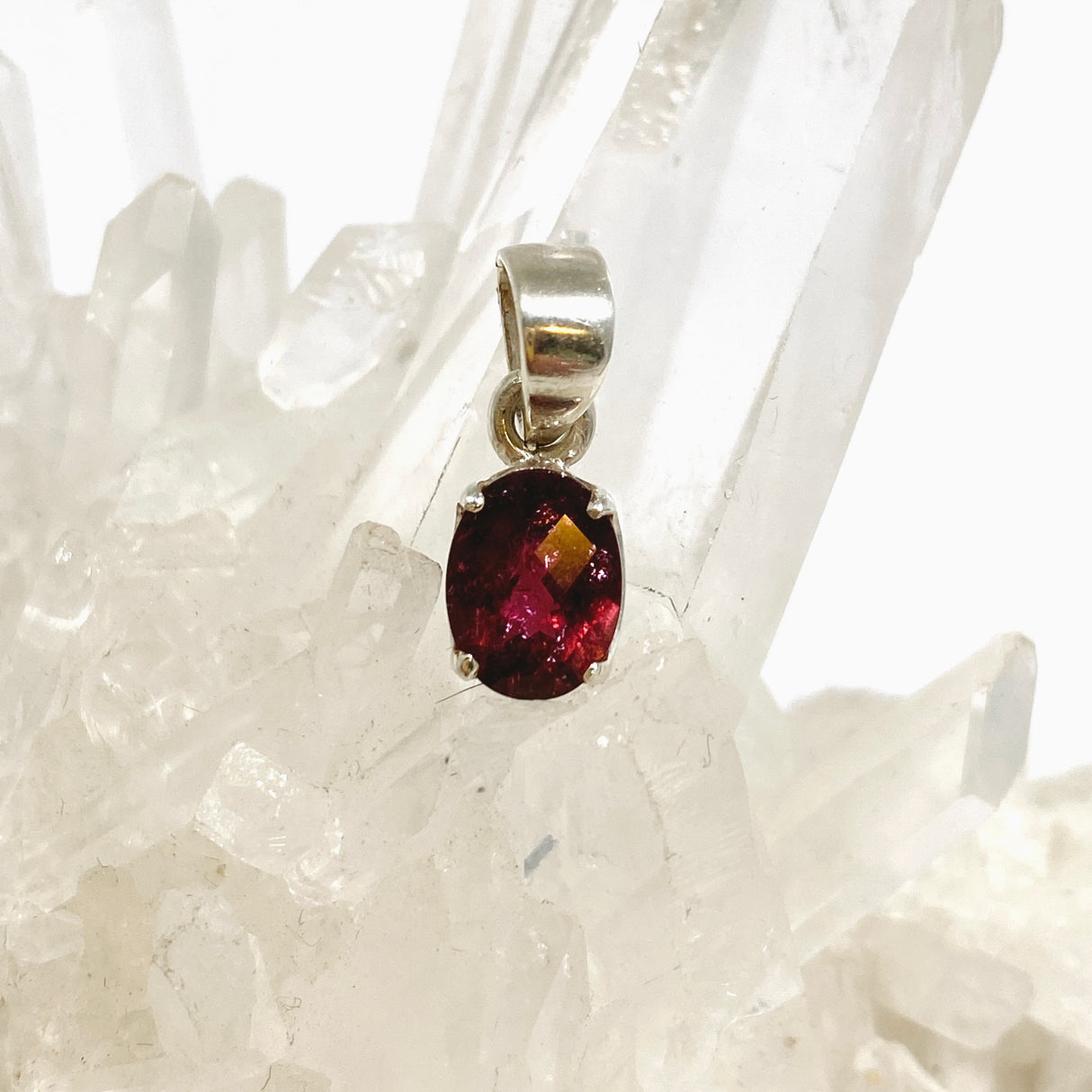 Pink Tourmaline (Rubelite) Oval Faceted Pendant PPGJ1181