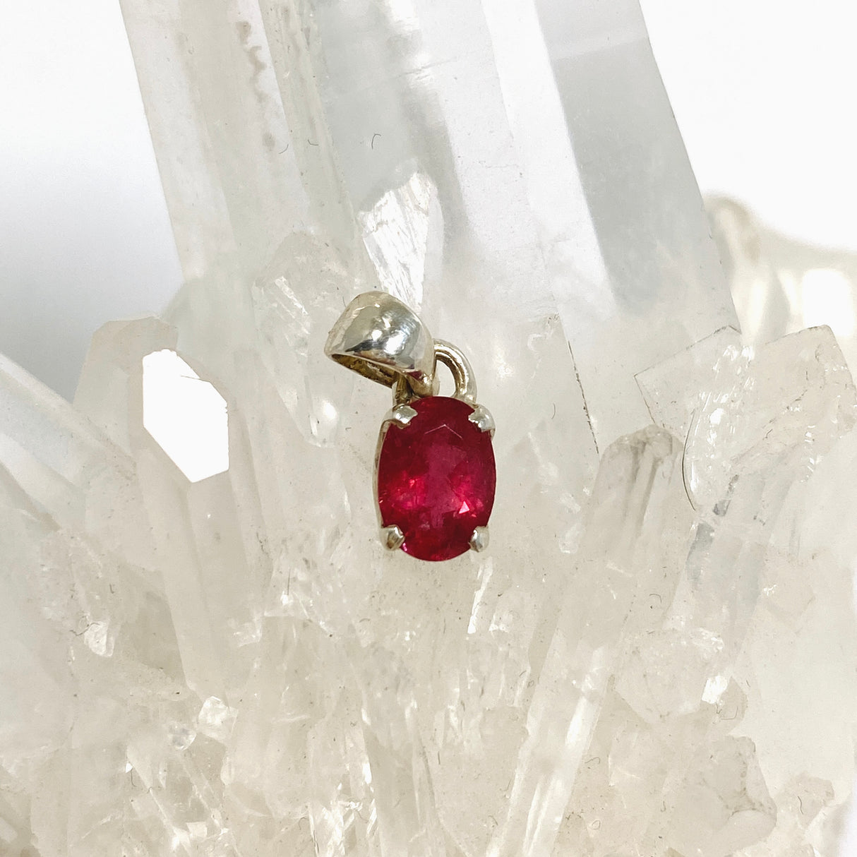 Pink Tourmaline (Rubelite) Oval Faceted Pendant PPGJ1182