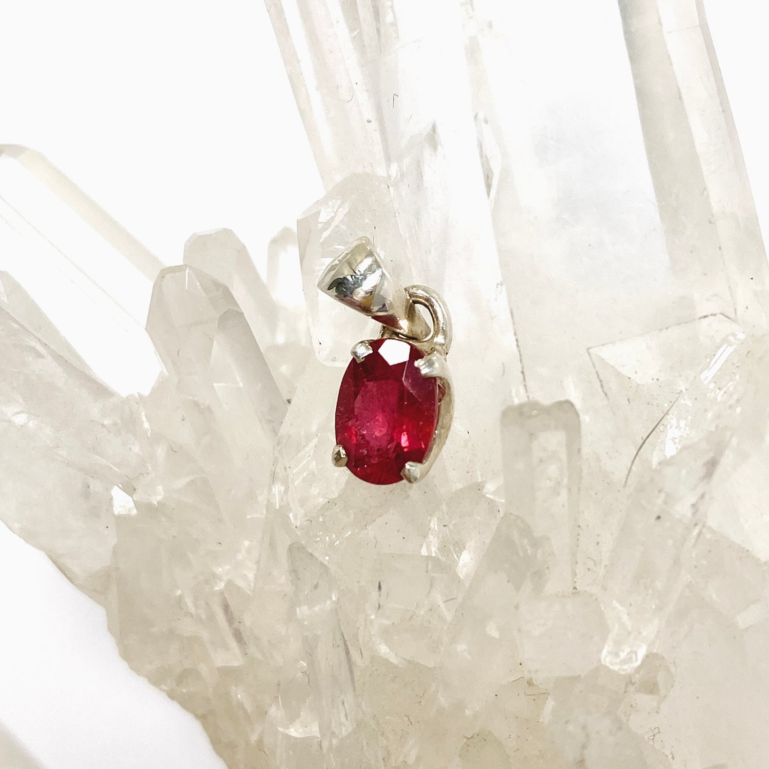 Pink Tourmaline (Rubelite) Oval Faceted Pendant PPGJ1182