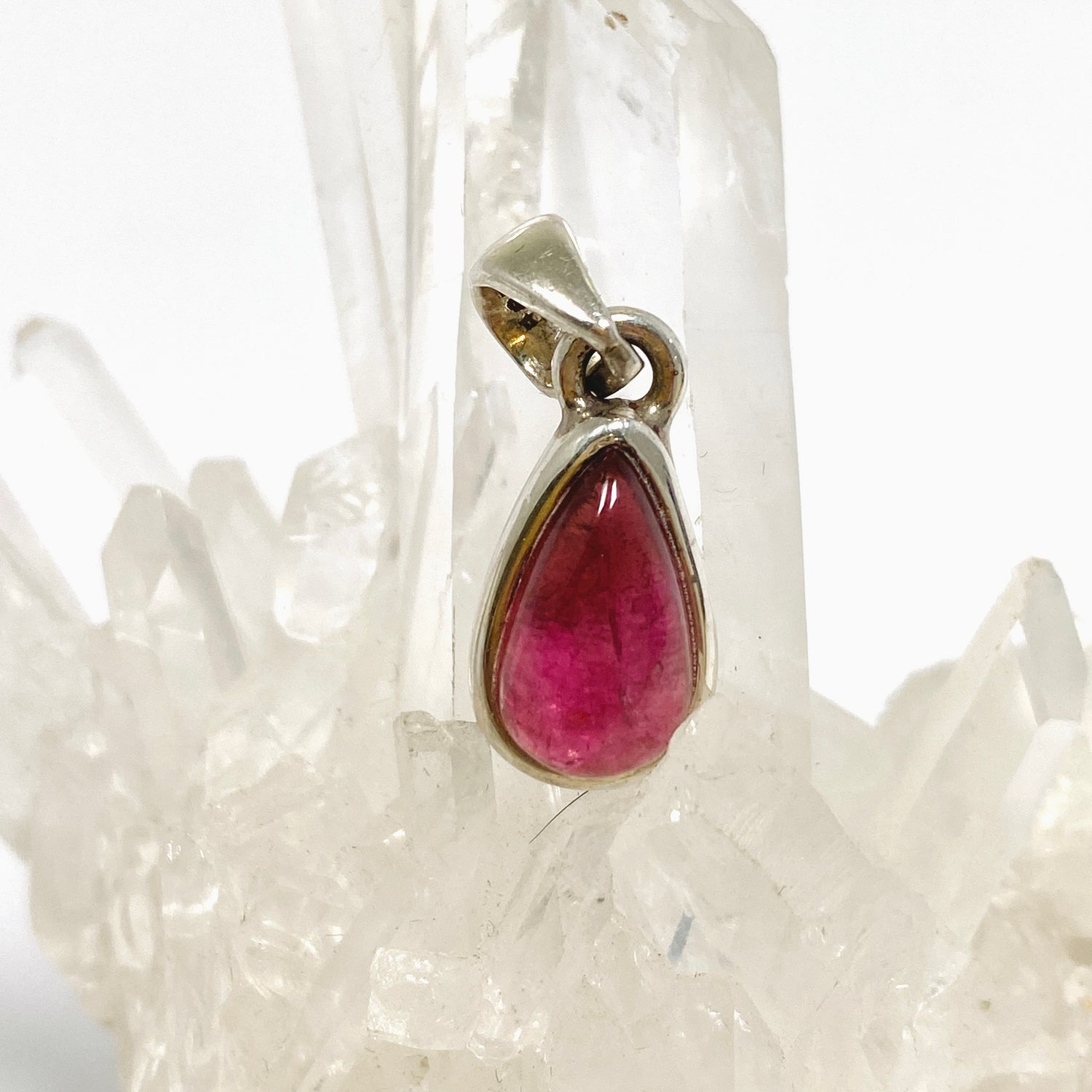 Pink Tourmaline Teardrop Cabochon Pendant PPGJ1174
