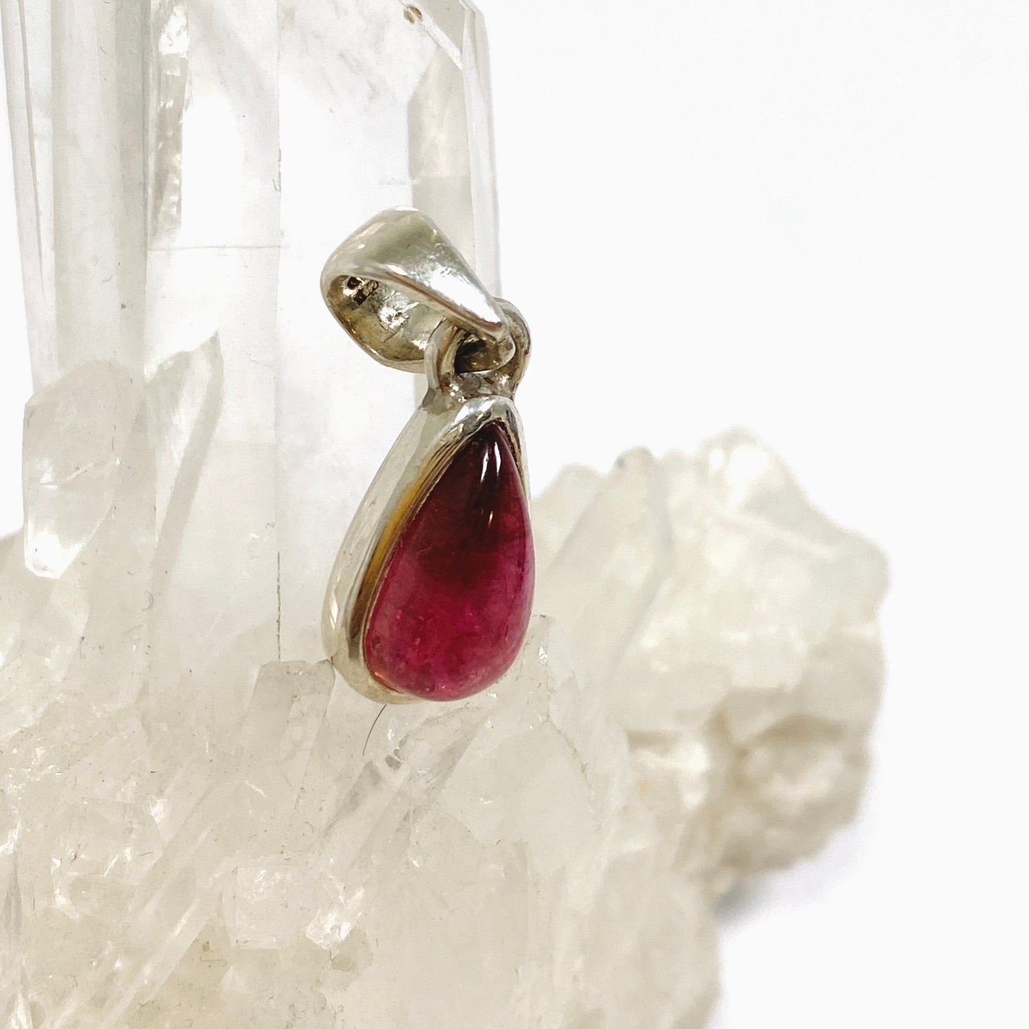 Pink Tourmaline Teardrop Cabochon Pendant PPGJ1174