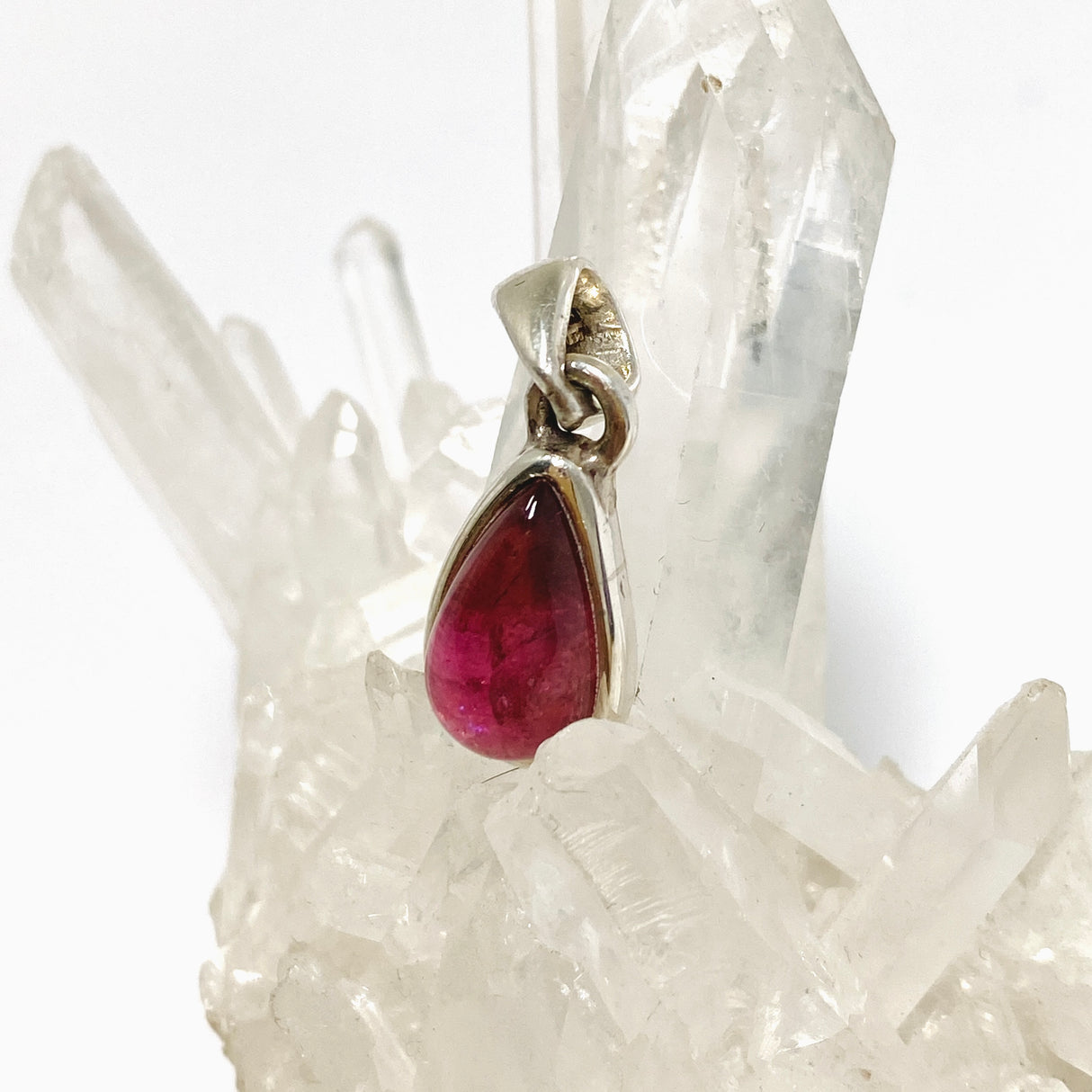 Pink Tourmaline Teardrop Cabochon Pendant PPGJ1174