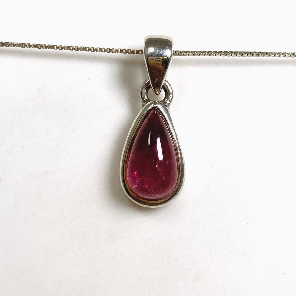 Pink Tourmaline Teardrop Cabochon Pendant PPGJ1174