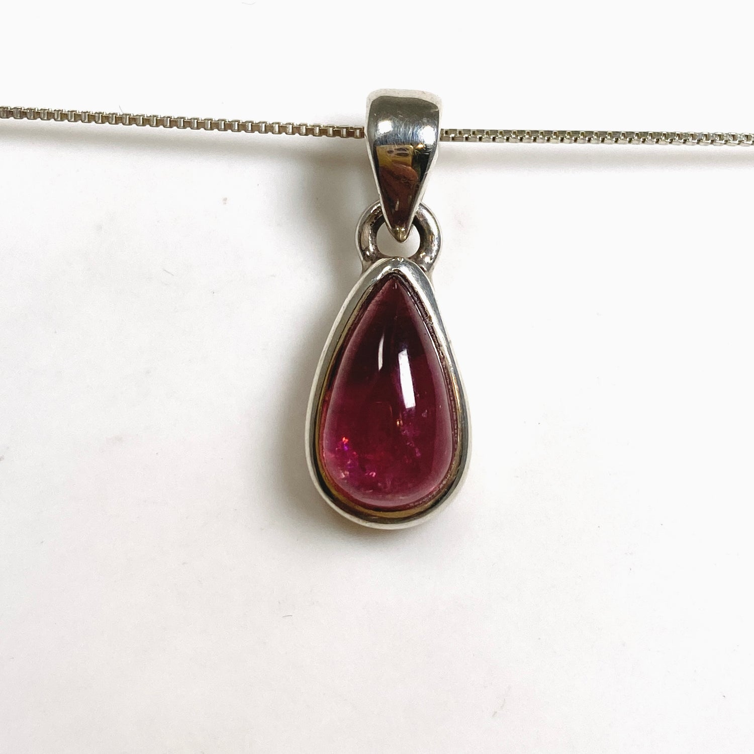 Pink Tourmaline Teardrop Cabochon Pendant PPGJ1174