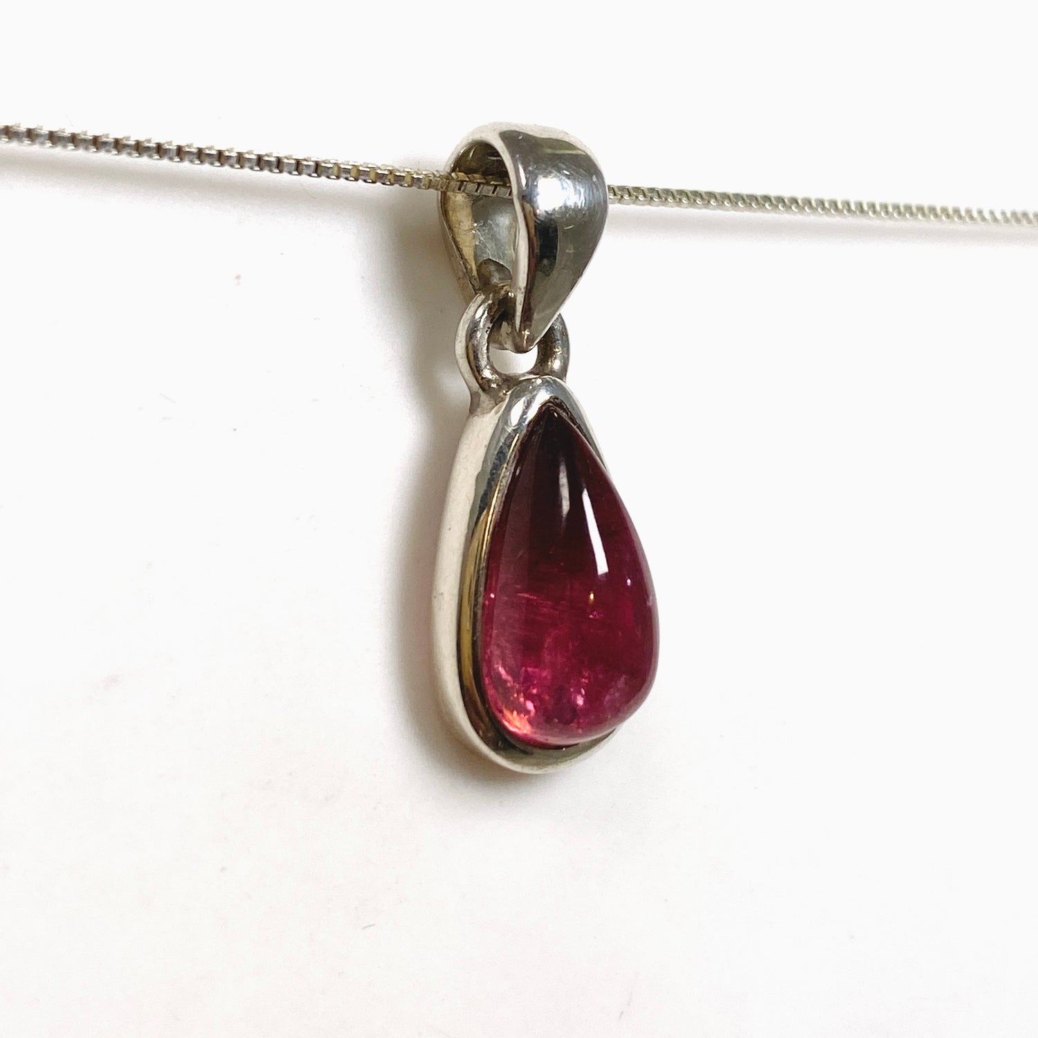Pink Tourmaline Teardrop Cabochon Pendant PPGJ1174