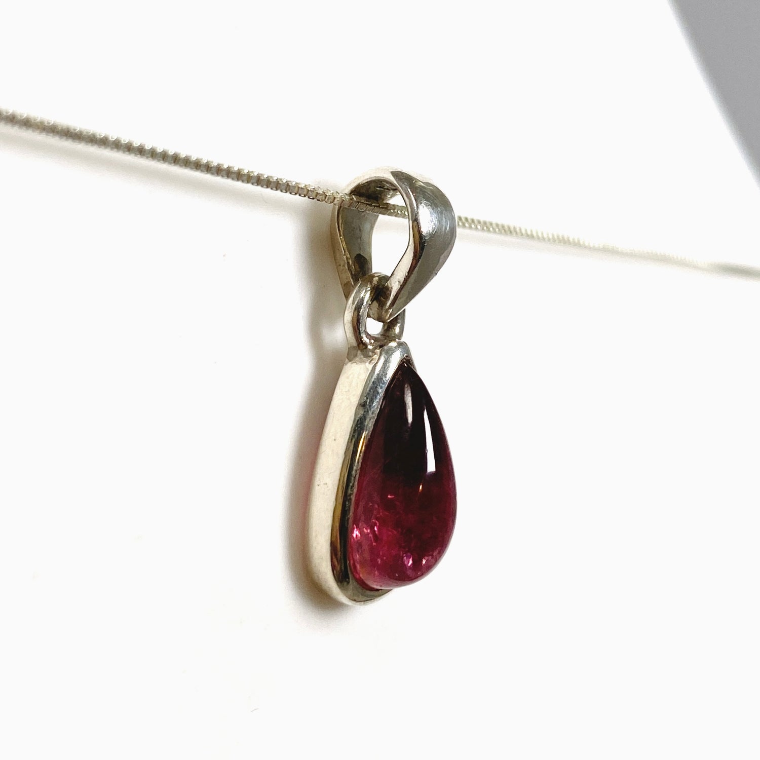 Pink Tourmaline Teardrop Cabochon Pendant PPGJ1174