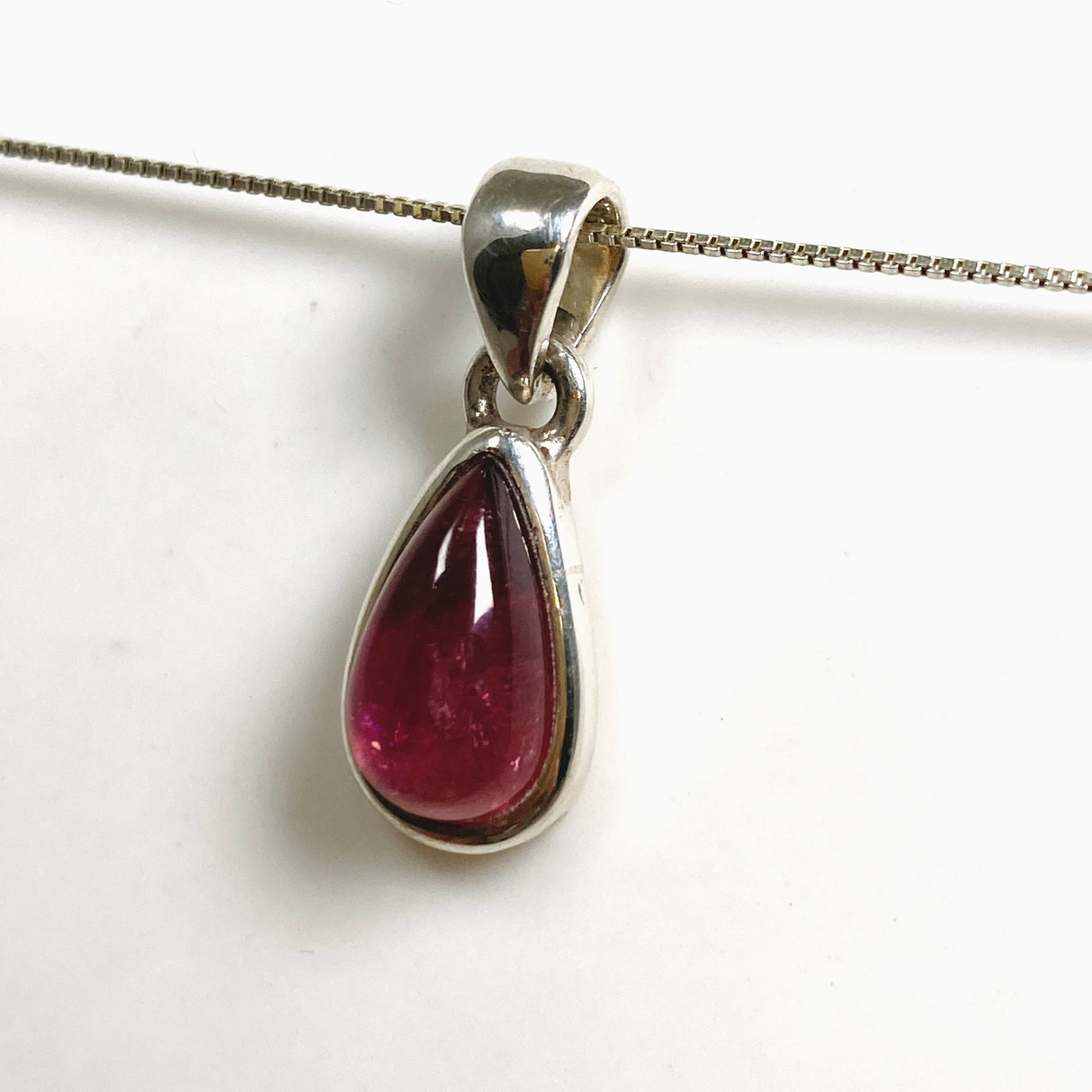Pink Tourmaline Teardrop Cabochon Pendant PPGJ1174