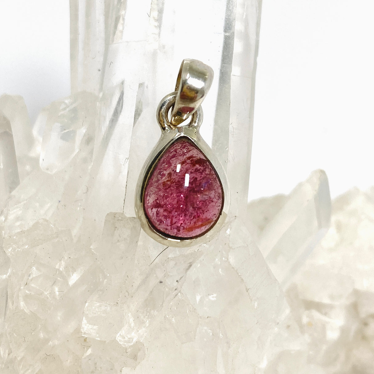 Pink Tourmaline Teardrop Cabochon Pendant PPGJ1175