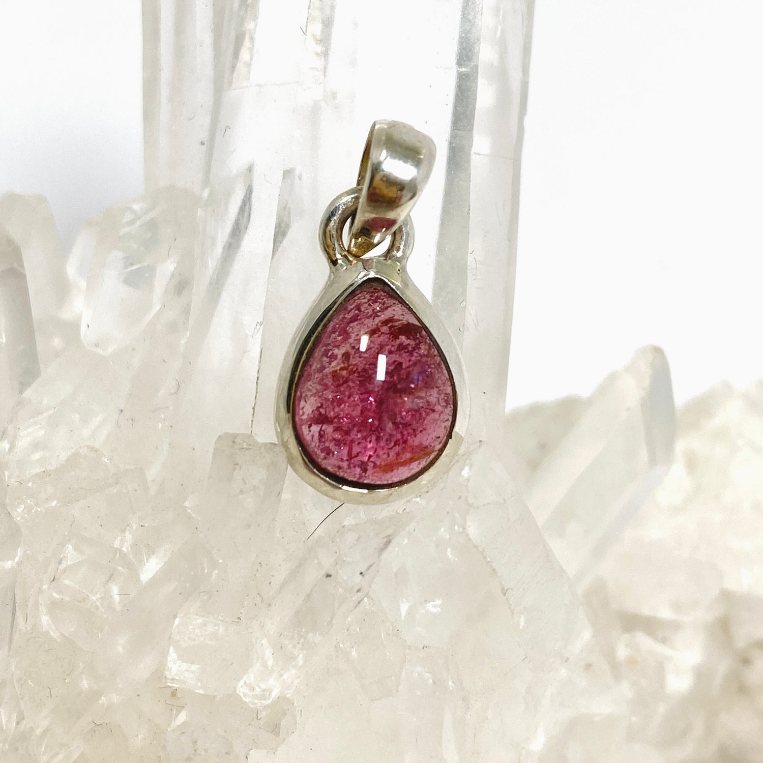 Pink Tourmaline Teardrop Cabochon Pendant PPGJ1175
