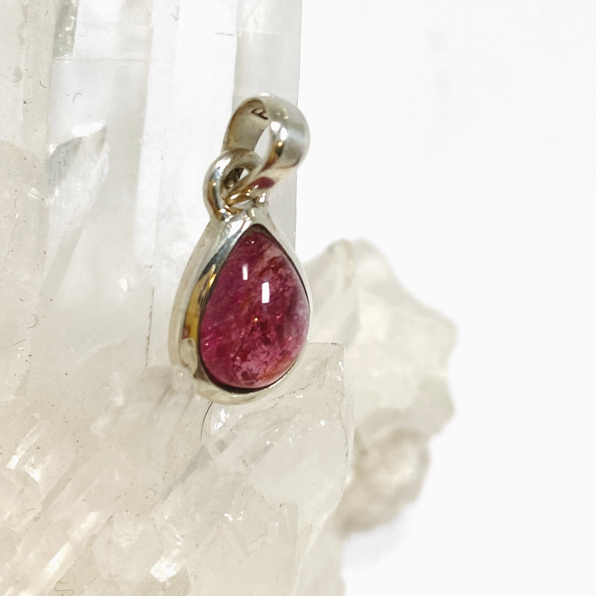 Pink Tourmaline Teardrop Cabochon Pendant PPGJ1175