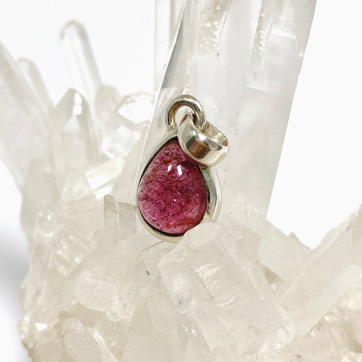 Pink Tourmaline Teardrop Cabochon Pendant PPGJ1175