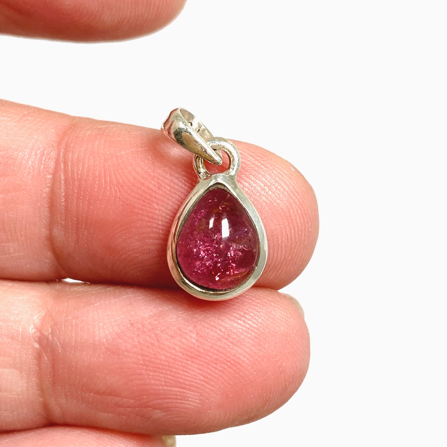 Pink Tourmaline Teardrop Cabochon Pendant PPGJ1175