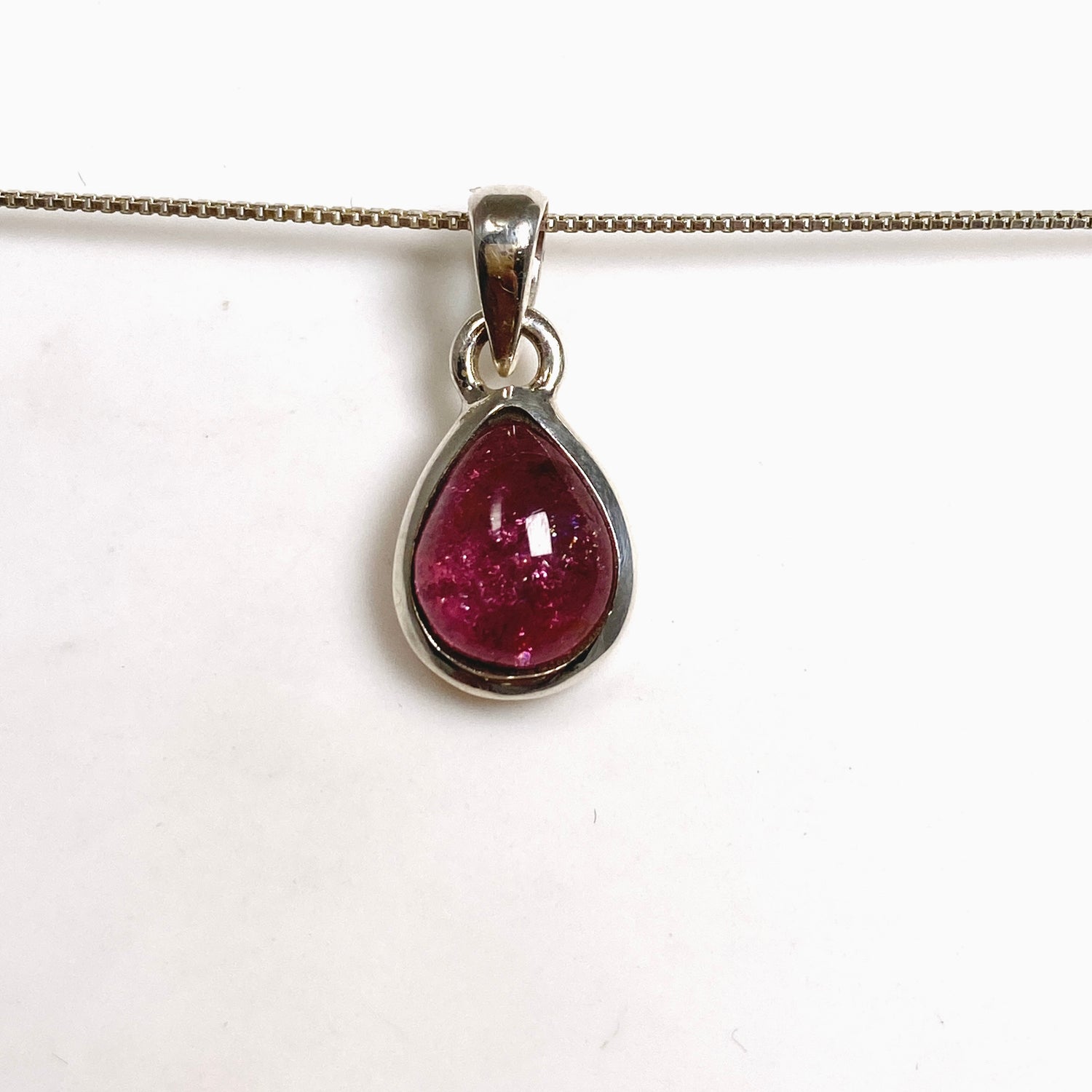 Pink Tourmaline Teardrop Cabochon Pendant PPGJ1175