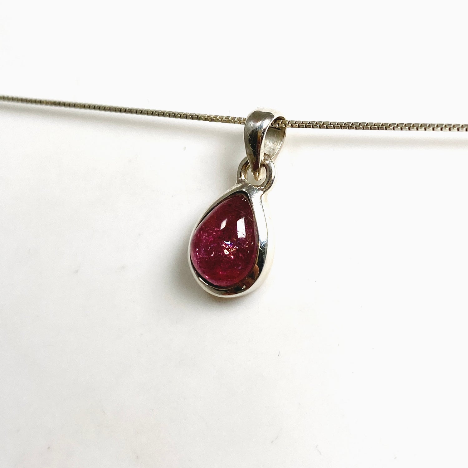 Pink Tourmaline Teardrop Cabochon Pendant PPGJ1175