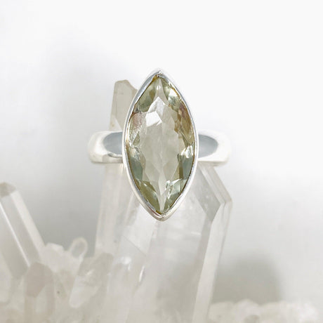 Prasiolite (Green Amethyst) Marquise Faceted Ring Size 9 KRGJ3172 - Nature's Magick