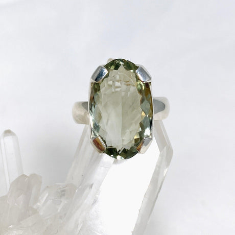 Prasiolite (Green Amethyst) Oval Faceted Ring Size 8 KRGJ3169 - Nature's Magick