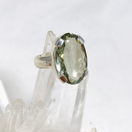 Prasiolite (Green Amethyst) Oval Faceted Ring Size 8 KRGJ3169 - Nature's Magick