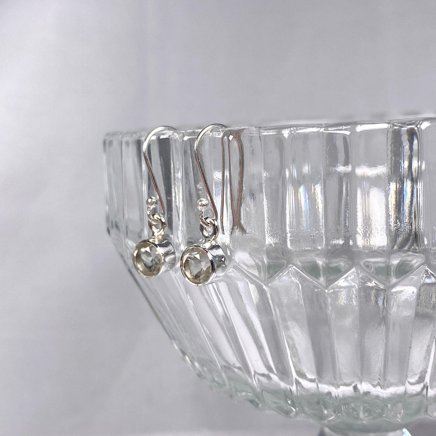 Prasiolite petite round faceted earrings R2363-PRC - Nature's Magick