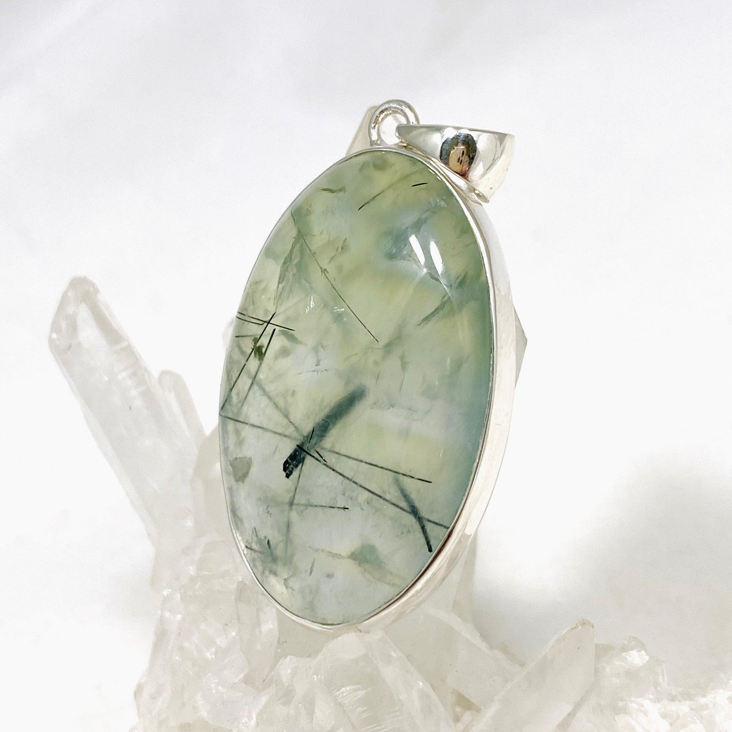 Prehnite and Epidote Oval Pendant KPGJ4287 - Nature's Magick