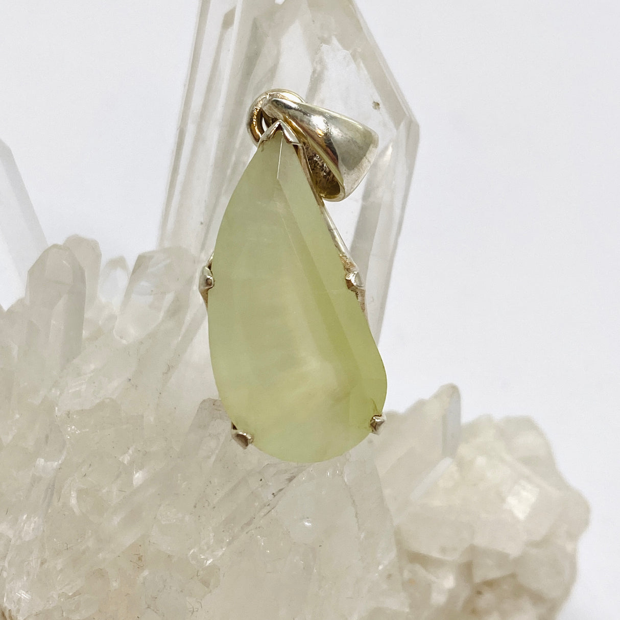 Prehnite Freeform Faceted Pendant PPGJ1020