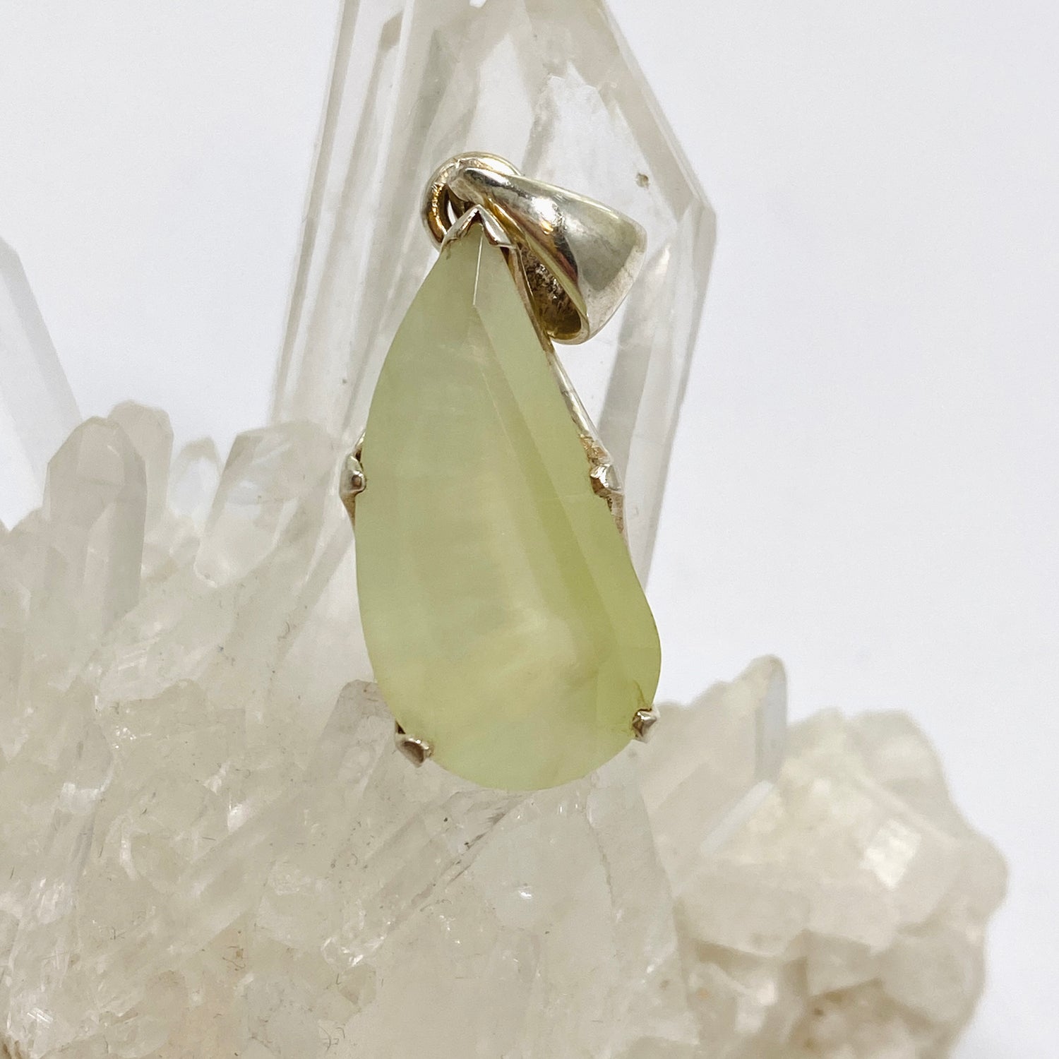 Prehnite Freeform Faceted Pendant PPGJ1020