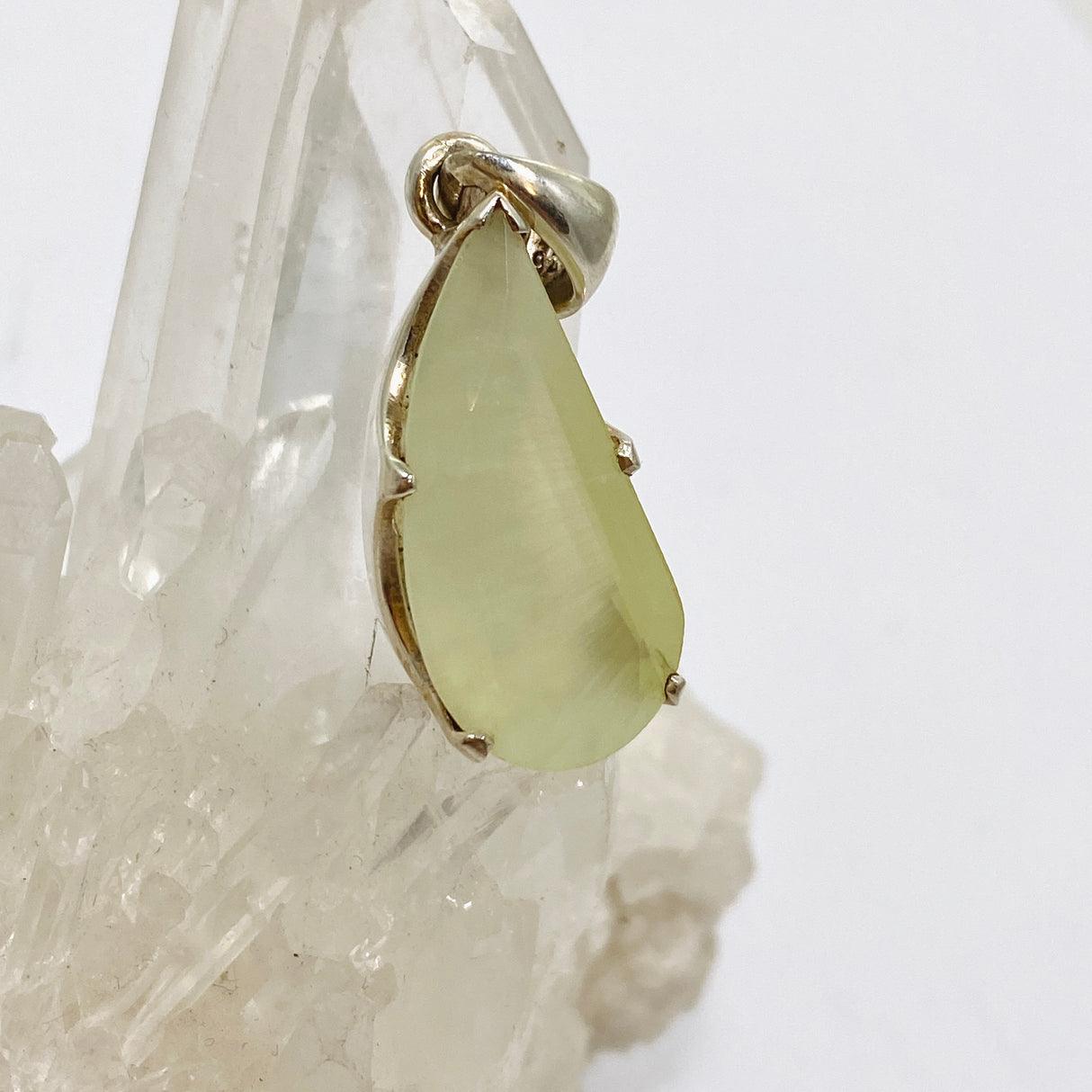 Prehnite Freeform Faceted Pendant PPGJ1020