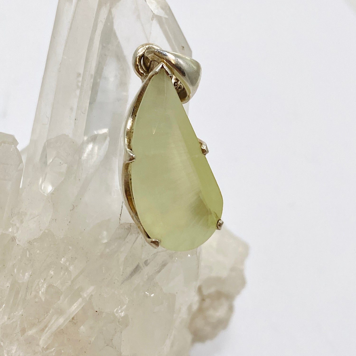 Prehnite Freeform Faceted Pendant PPGJ1020