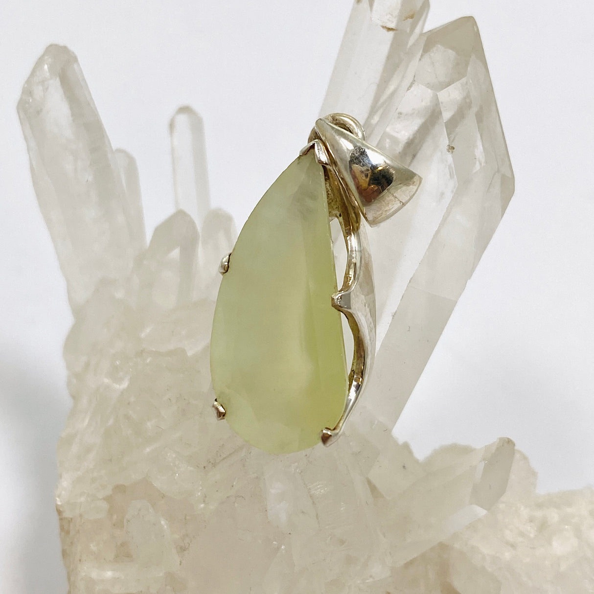 Prehnite Freeform Faceted Pendant PPGJ1020
