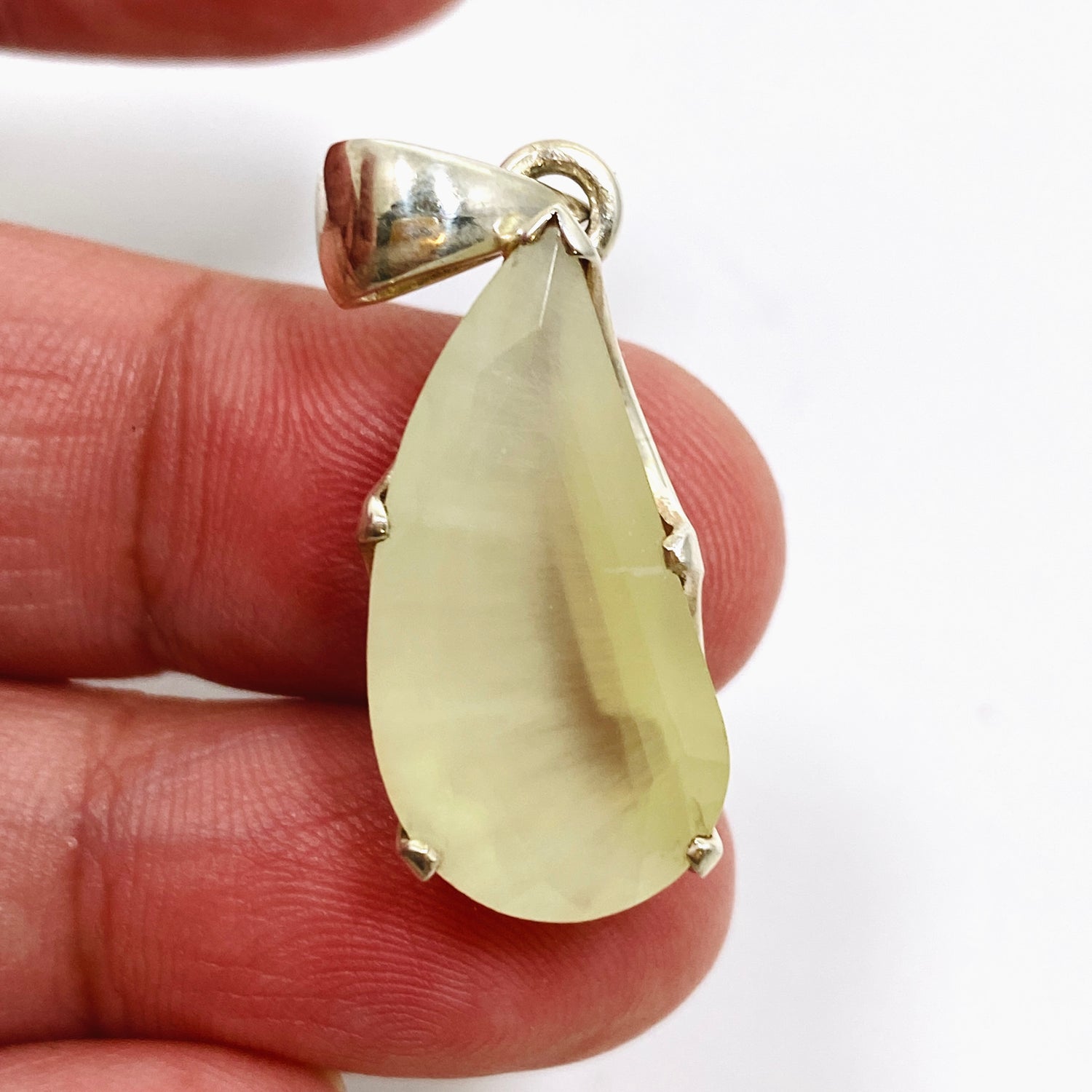 Prehnite Freeform Faceted Pendant PPGJ1020