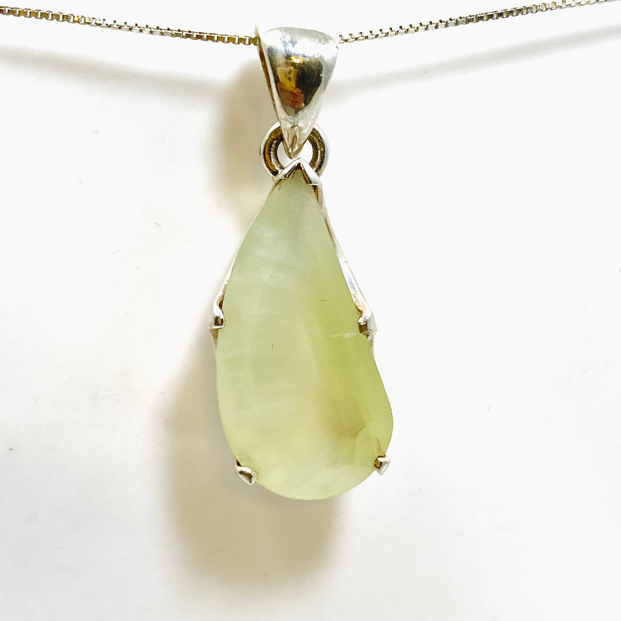 Prehnite Freeform Faceted Pendant PPGJ1020