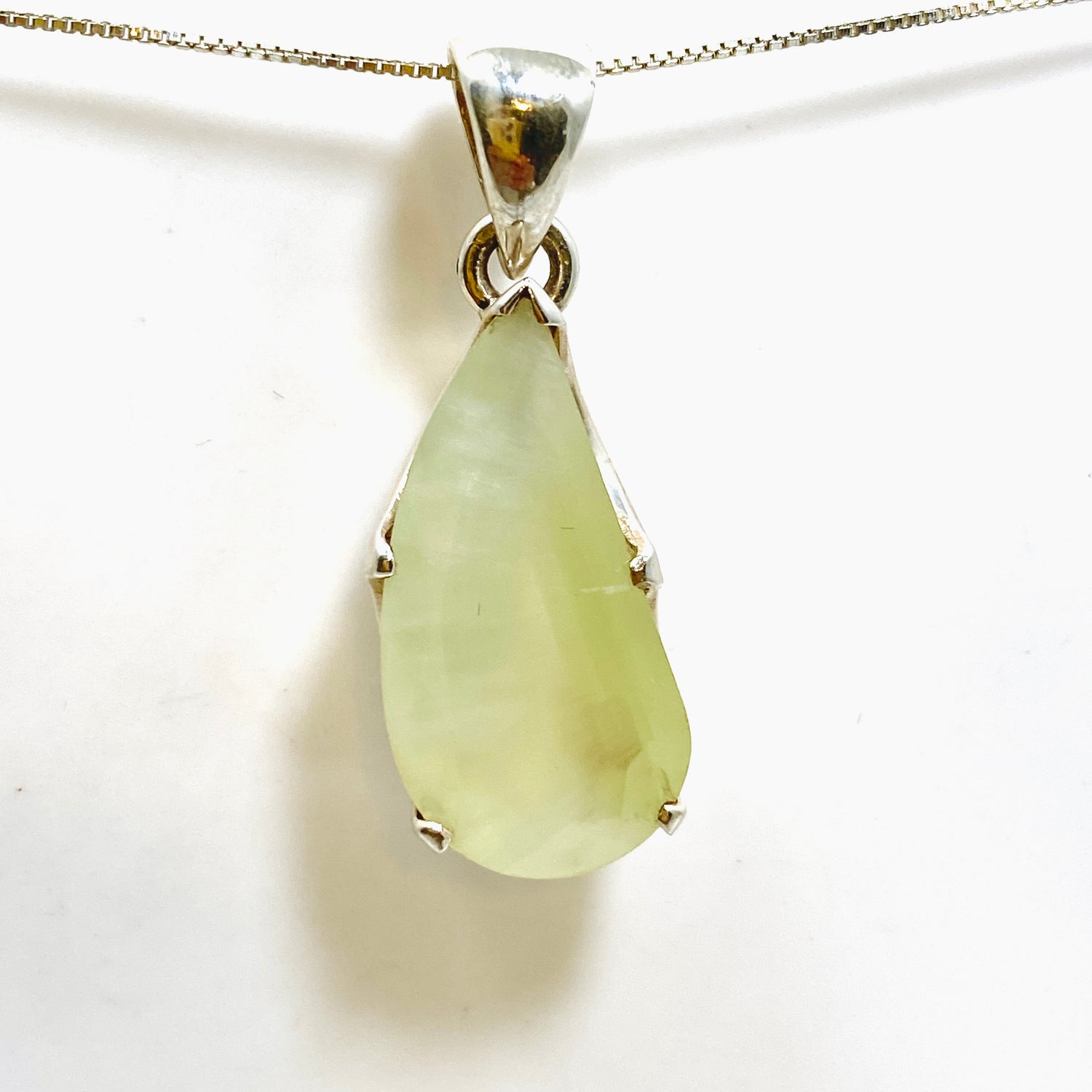 Prehnite Freeform Faceted Pendant PPGJ1020