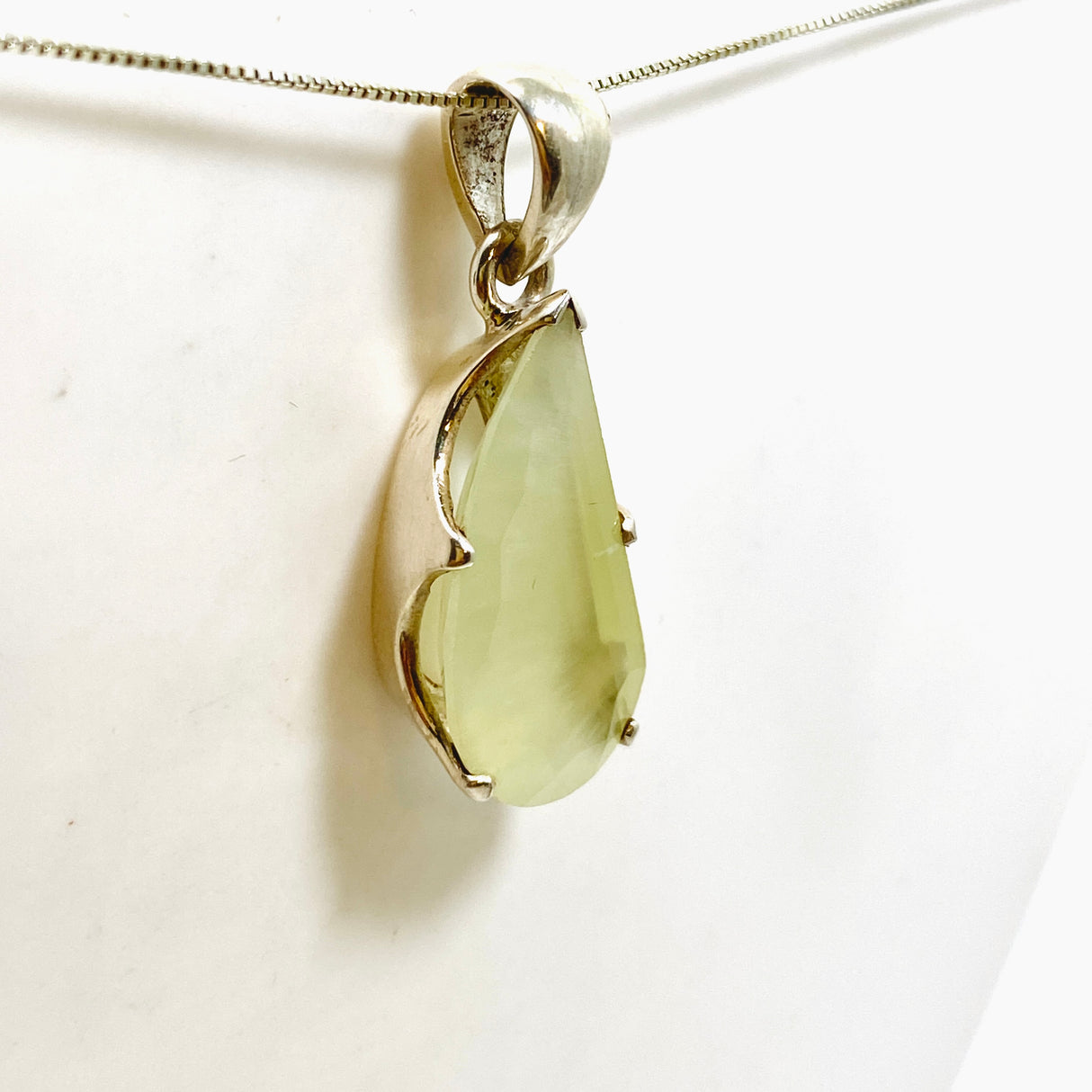 Prehnite Freeform Faceted Pendant PPGJ1020
