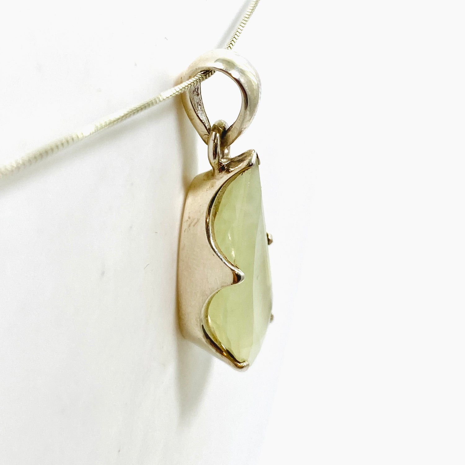 Prehnite Freeform Faceted Pendant PPGJ1020