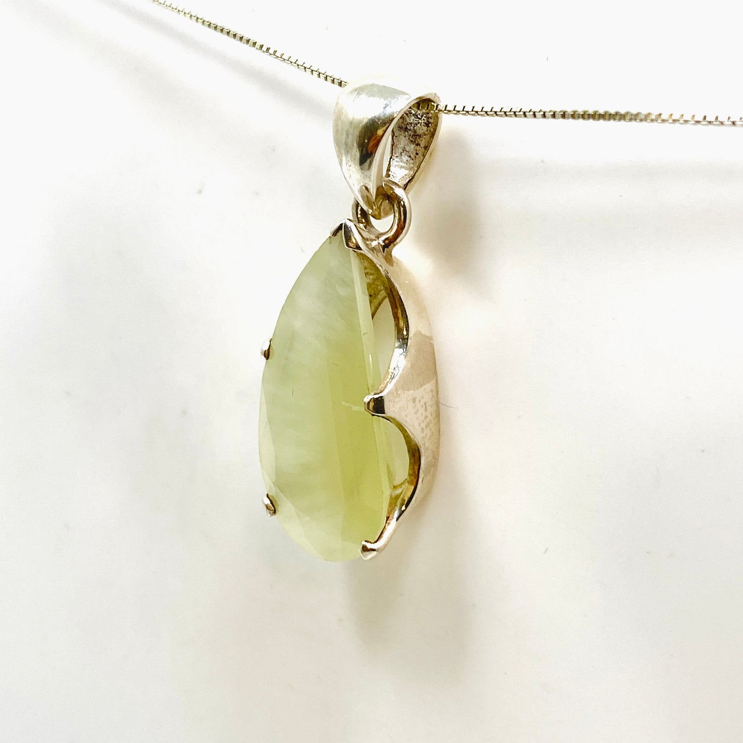 Prehnite Freeform Faceted Pendant PPGJ1020