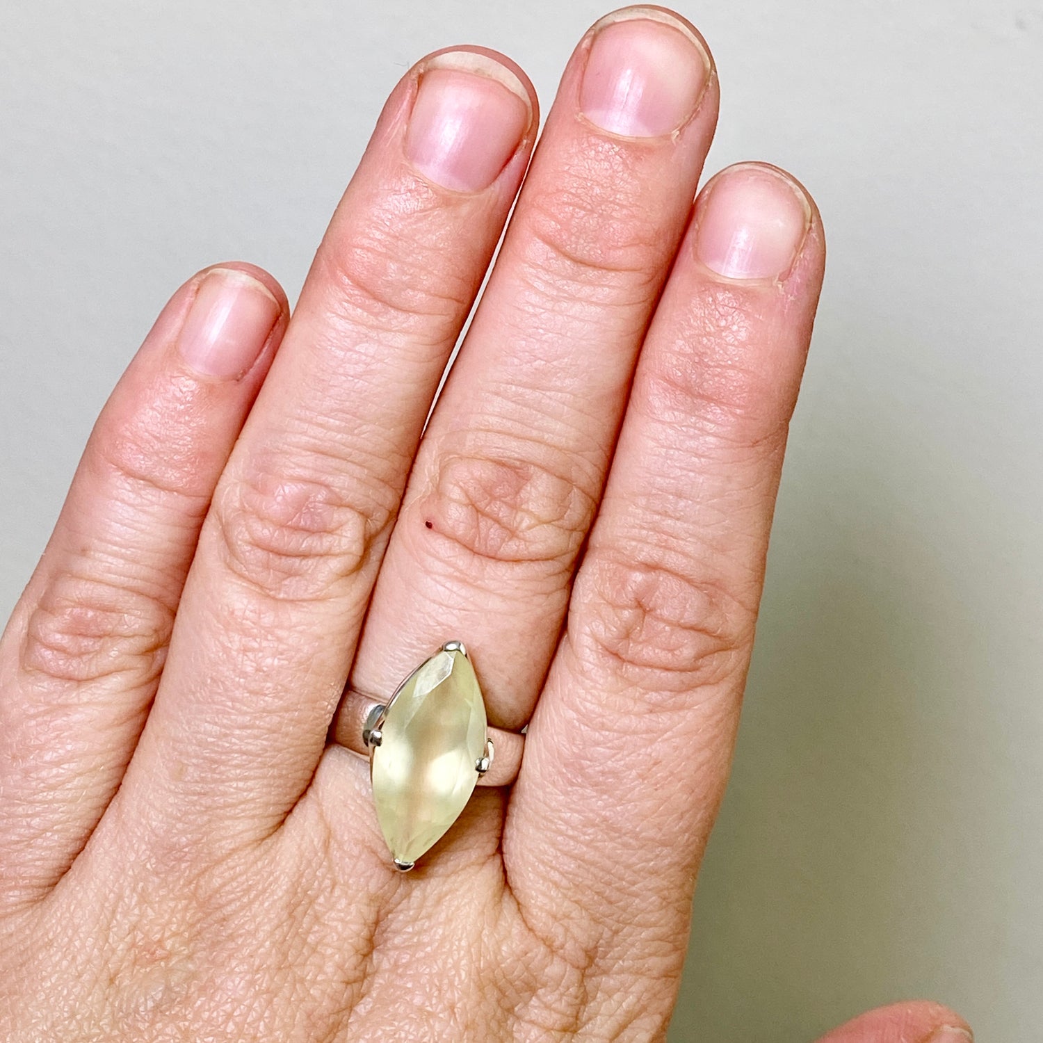 Prehnite Marquise Faceted Ring Size 7.5 PRGJ868