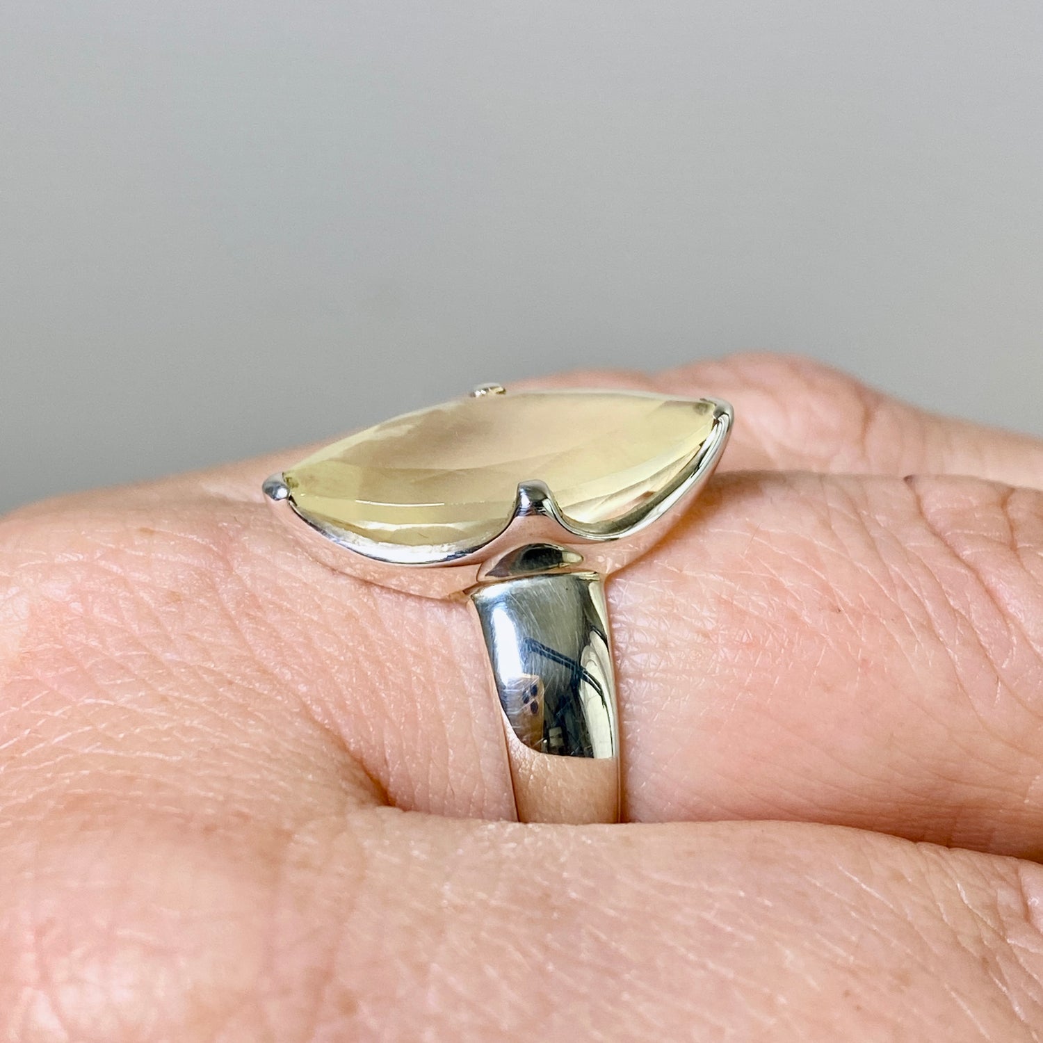 Prehnite Marquise Faceted Ring Size 7.5 PRGJ868