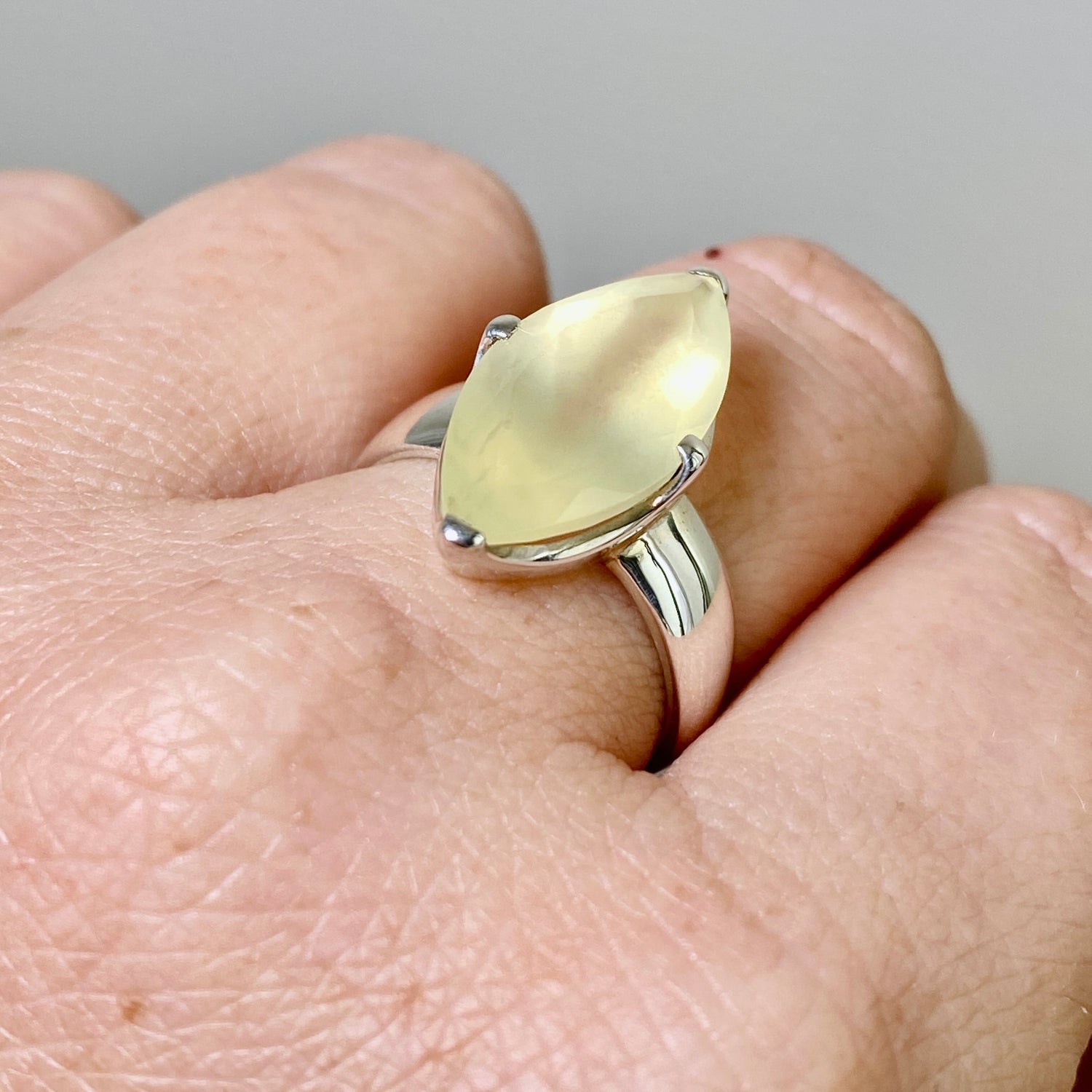 Prehnite Marquise Faceted Ring Size 7.5 PRGJ868