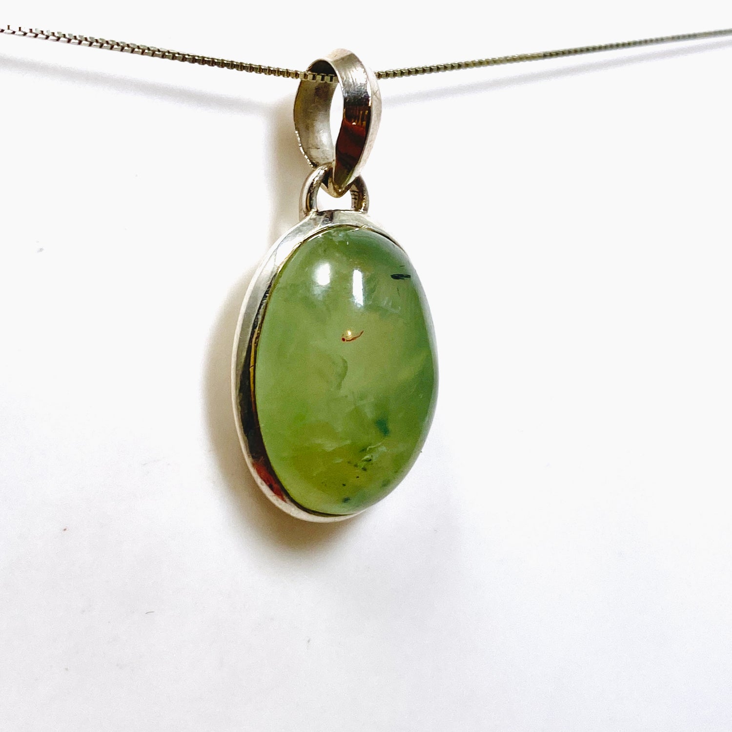 Prehnite Oval Cabochon Pendant THP-13