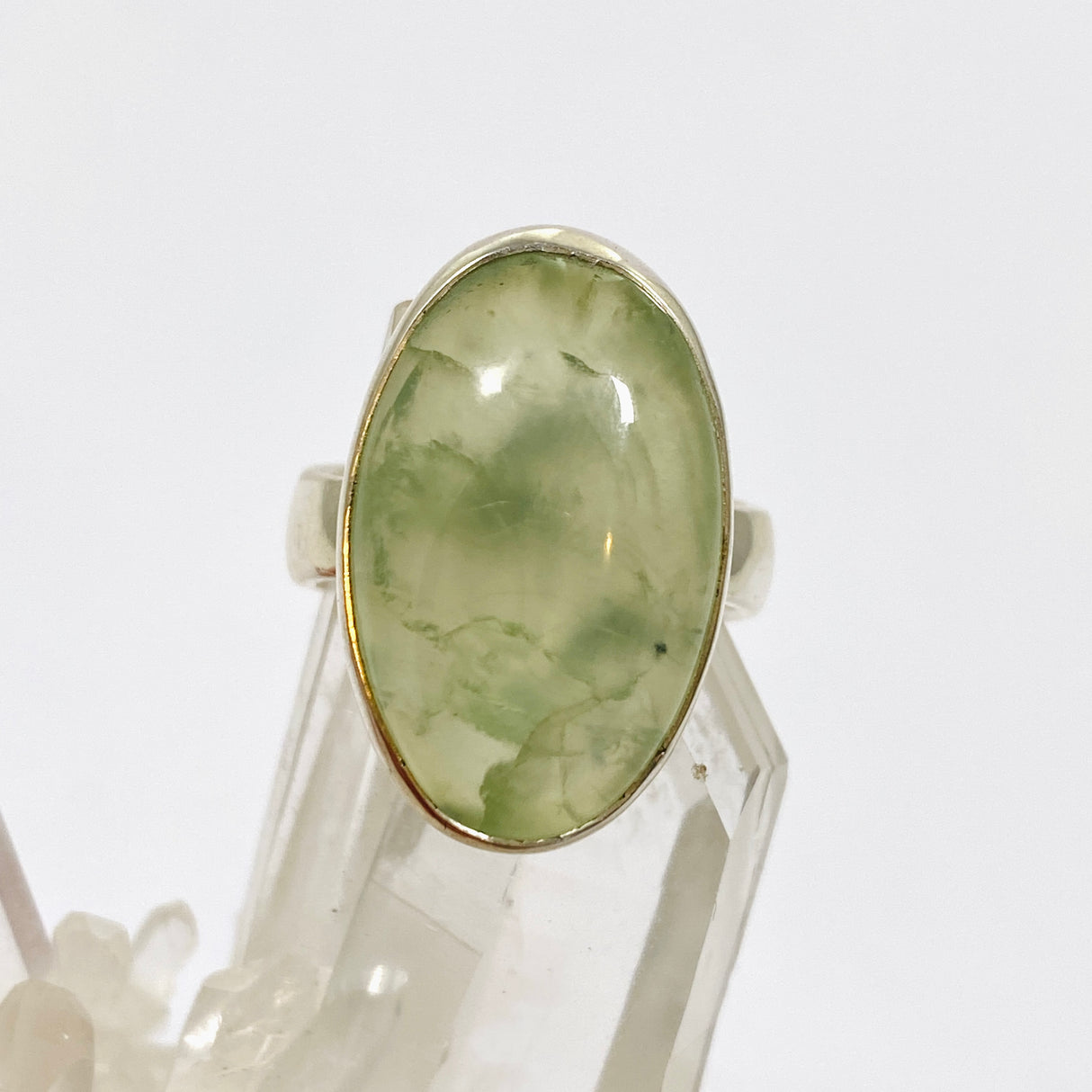 Prehnite Oval Cabochon Ring Size 8 KRGJ3355