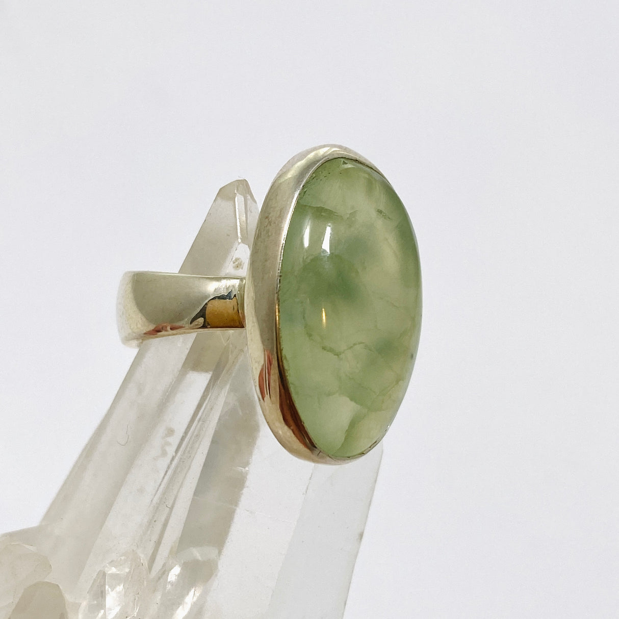 Prehnite Oval Cabochon Ring Size 8 KRGJ3355